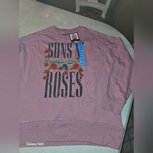 Women L Guns And Roses Graphic Crew Sweatshirt New Nwt